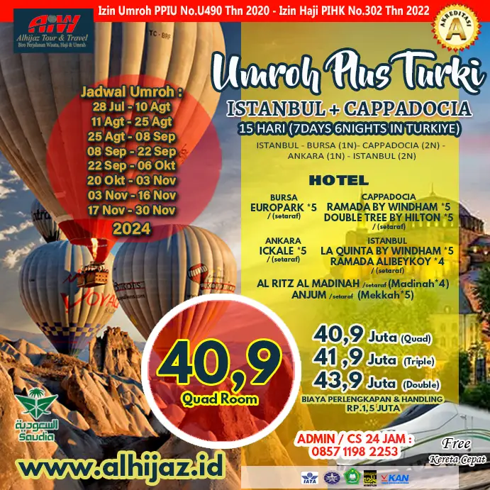 Umroh Plus Turki 2024 Cappadocia 15 HARI